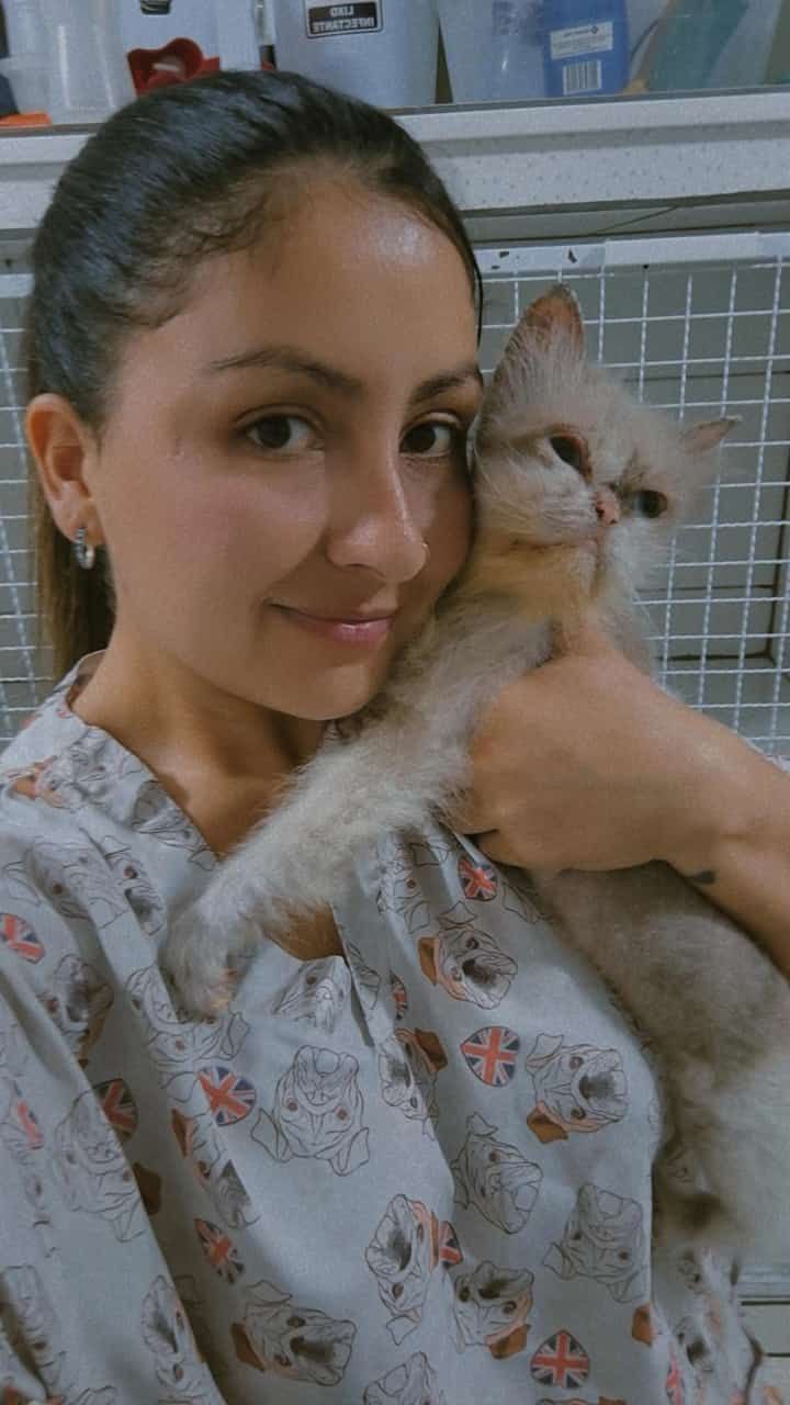 Dra. Cristina Rodrigues com animais